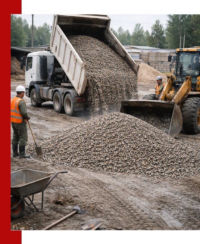 Мытый гравий с доставкой в Вязниках от карьера до участка