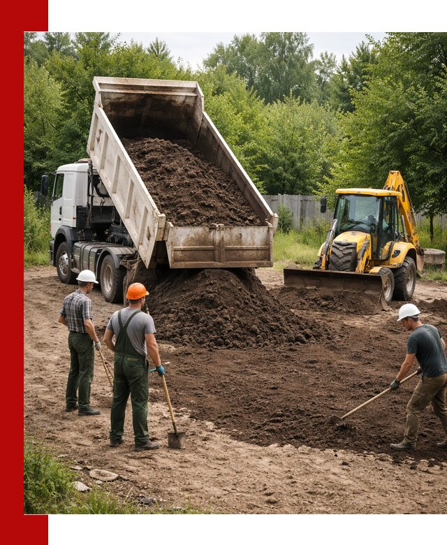 Доставка и укладка грунта для выравнивания участка в Вязниках