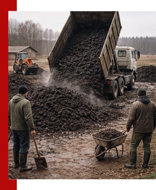 Доставка низинного торфа с разгрузкой и доставкой в Вязниках