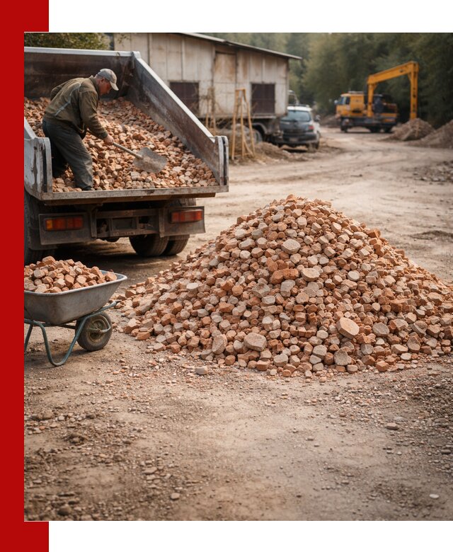 Доставка и подушка из боя кирпича с разгрузкой в Вязниках