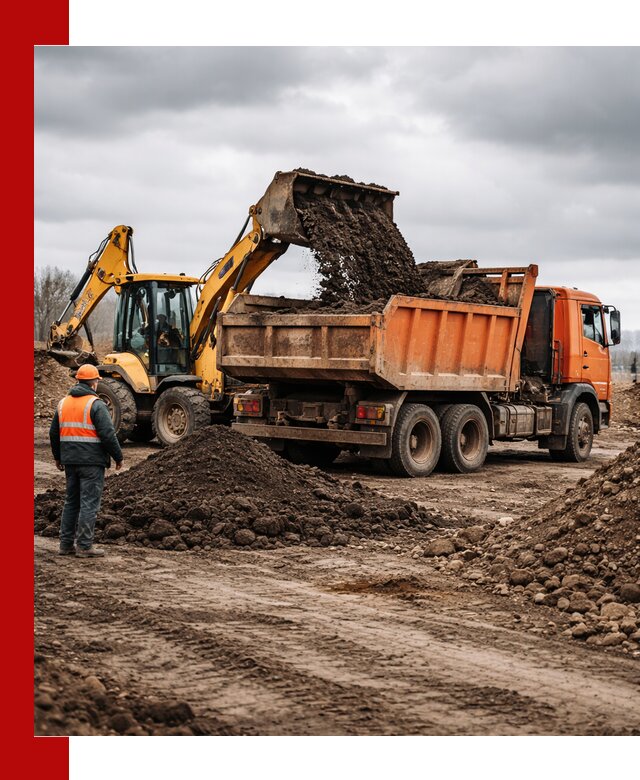 Вывоз грунта и строительного мусора в Вязниках грузовыми самосвалами