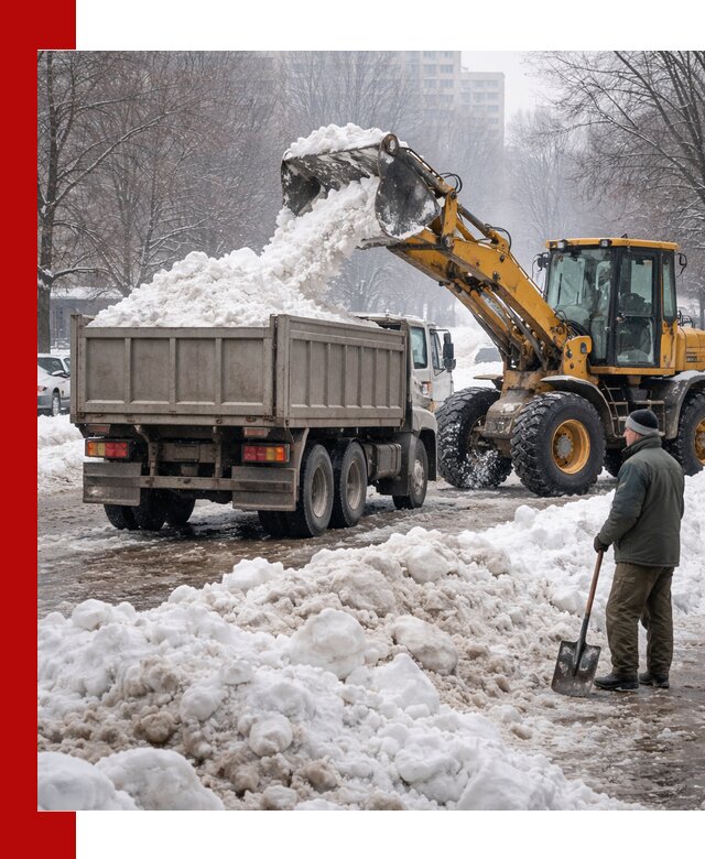 Вывоз снега грузовой техникой в Вязниках оперативно и чисто