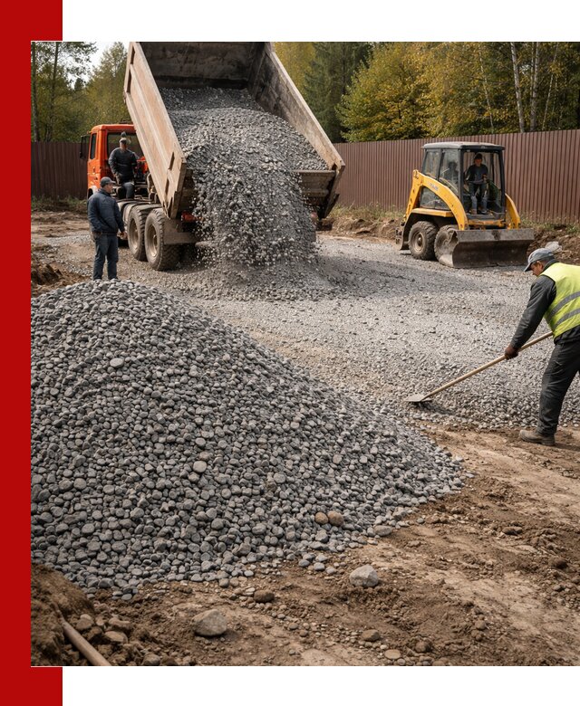 Отсыпка участка щебнем с доставкой и уплотнением в Вязниках